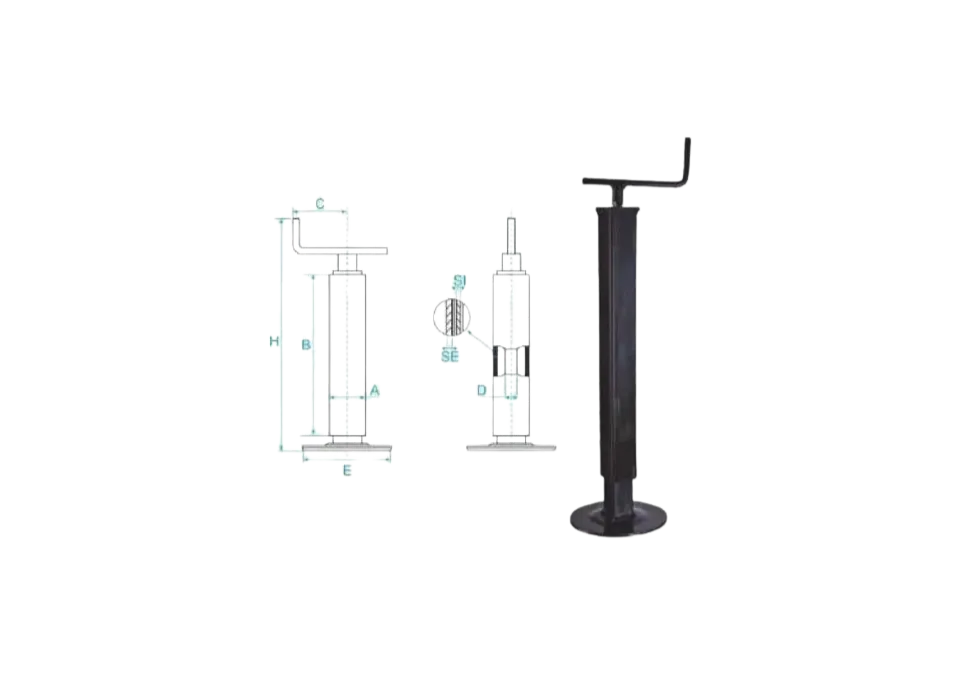 Heavy-type trailer parking jack product and dimension drawing