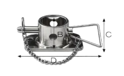 Weld-on trailer jack collar with dimensions A to D